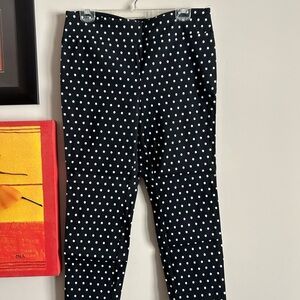 Jules & Leopold Black and White Polka Dot Dress Pants. Stretchable pull on.